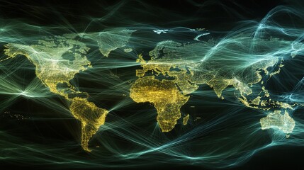 Poster - Global Trade Logistics Map with Import and Export Routes Visualization