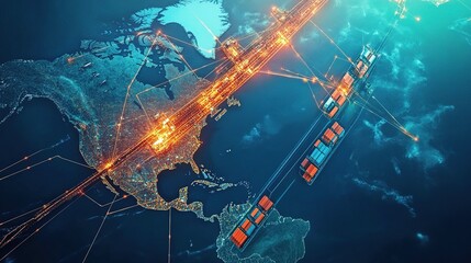 Poster - Global Logistics Network Visualization with Shipping Routes and Ports