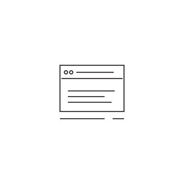 Single information icon, outline vector sign, linear style pictogram isolated on white. with screen and text elements. Editable stroke