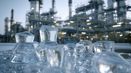 Poster - Engineers Discussing Production in a Modern Refinery Setting
