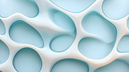 Fototapete - Abstract White and Light Blue Organic Shapes Wallpaper Texture