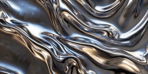 Poster - liquid metal: a mesmerizing visual of flowing liquid metal, showcasing an interplay of light and sha