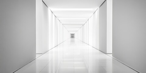 Poster - infinite corridor: perspective shot of a brightly lit corridor with an open layout, clean lines, and