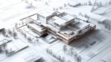 Poster - architectural render: an aerial view showcasing the intricate design and modern architecture of a la