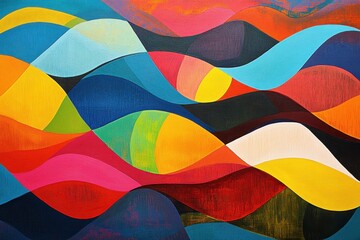 Poster - Vibrant Abstract Wave Art: Dynamic, colorful wave-like forms intertwine in a captivating abstract artwork, exuding energy and movement. Its a symphony of colors and shapes.