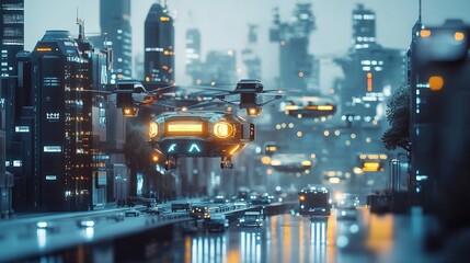 Poster - Futuristic Smart City with AI Logistics and Urban Optimization