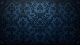 Vintage Gothic Elegance: Dark Blue and Black Baroque Background with Classic Rococo Patterns