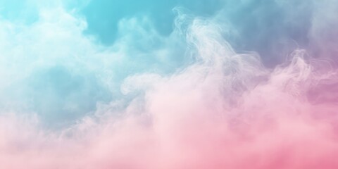 Poster - Heavenly Hues: Abstract pastel background with wispy, ethereal clouds painted in soft pinks and blues, invoking serenity and tranquility, creating an airy and dreamlike atmosphere.