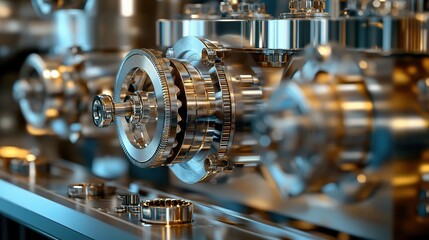 Poster - Intricate Mechanical Machine with Detailed Gears and Components