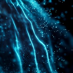 Poster - Abstract Digital Waveform Glowing Particles Background