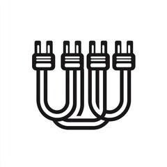 Fototapete - Electrical conduit black vector line icon, sharp design symbolizing protective wiring solutions for electrical setups on a white background.