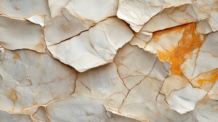 Poster - Textured Background of Cracked White and Orange Surface Layer