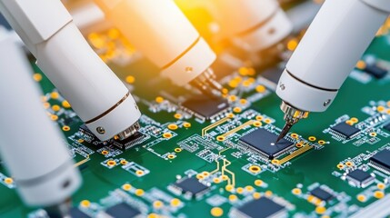 Poster - Inspection Production Line Concept, Automated Production Line for Electronics with Precision Tools for Quality Control and Assembly