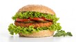 © Art by ChannaronG - Vegan Plant-Based Burger with Lettuce, Tomato, and Whole Grain Bun, Isolated on a White Background, High-Quality Alternative Food Stock Image showcasing a healthy meat-free alternative.
