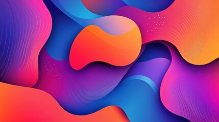 Poster - Vibrant Abstract Wave Patterns in Bright Colors and Smooth Curves