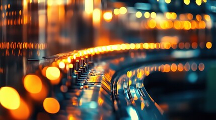 Poster - Dynamic Shiny Assembly Line with Blurred Background Effects