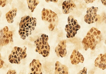 Poster - Abstract Animal Print in Brown and Beige Tones with Animal Spots on Texture Background for Fashion or Interior Design Inspirations
