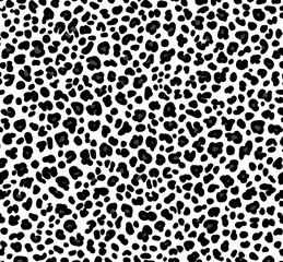 Poster - Abstract Black and White Leopard Print Pattern with Random Shapes and Spots for Textiles, Fashion, and Graphic Design Projects