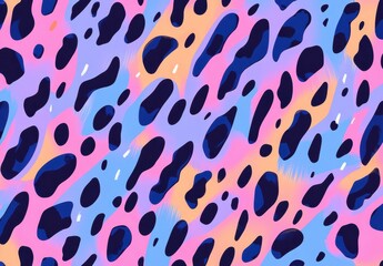 Poster - Abstract colorful leopard print pattern with vibrant pink, blue, and lavender hues, suitable for modern design and artistic backgrounds