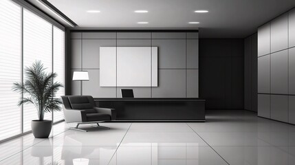 Poster - Sleek Modern Office Interior with Clean Lines and Minimalist Design