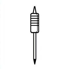 Poster - Grounding rod black vector line icon, sharp depiction symbolizing grounding devices used to protect electrical circuits from power surges on a white backdrop.