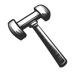 Poster - Sharp hammer icon in black, minimalist design for representing construction tools on a white backdrop.