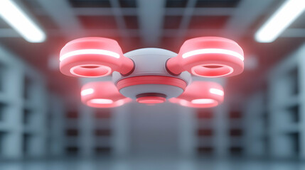 Poster - Cybernetic Drone Hovering in Glowing Tech Environment
