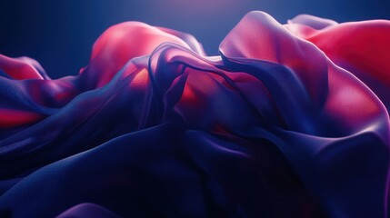 Poster - Abstract Flowing Fabric Texture in Vibrant Blue and Red Hues