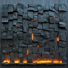 Poster - Illuminated Dark Stone Wall Art Modern Design