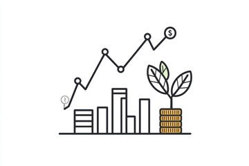 Poster - Investment symbol, clean and modern icon showcasing financial growth, represented against a solid white background for easy identification.