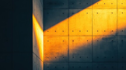 Poster - Abstract Geometric Shadow and Light Play on Concrete Wall Surface