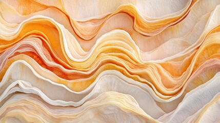 Poster - Beautiful Flowing Textures of Orange and Cream Voile Fabric Layers