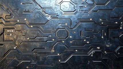 Aufkleber - Detailed Circuit Board Texture with Metallic Shine and Intricate Pathways