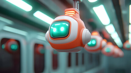 Poster - Futuristic Cybernetic Drone Swarm in Glowing Tech Environment