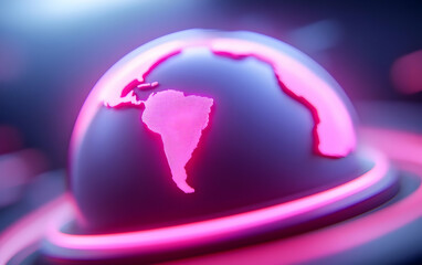 Aufkleber - Futuristic Pink Glow Digital Earth Globe