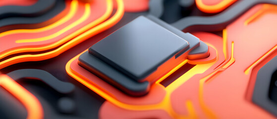 Aufkleber - Glowing Circuit Board with Integrated Chip