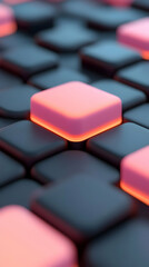 Aufkleber - Glowing Pink and Dark Cubes 3D Abstract Background