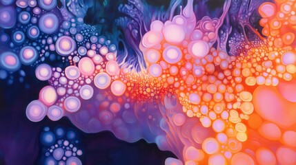 Poster - Colorful Abstract Background with Bubbles and Fluid Patterns