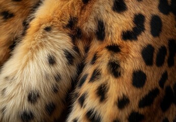 Poster - Close-up of Colorful Fur Pattern Featuring Exotic Spots and Stripes on Animal Hide, Showcasing Rich Textures and Vibrant Tones in Natural Environment