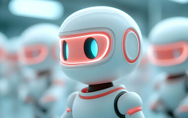 Poster - Glowing Robotic Swarm in Futuristic Setting