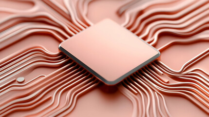 Aufkleber - Glowing Rose Gold Circuit Board with Central Processor