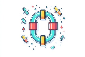 Poster - Sleek design magnetic attraction 3D glyph line icon, perfect for illustrating physics, on a solid white background.