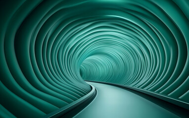 Aufkleber - Glowing Teal Digital Tunnel with Cyber Waveforms