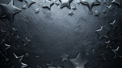 Poster - Elegant black stars frame dark textured background for stylish designs
