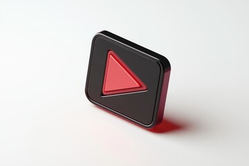 Fototapete - Minimalist media playback icon in 3D line design, designed for digital streaming, set on a white canvas.