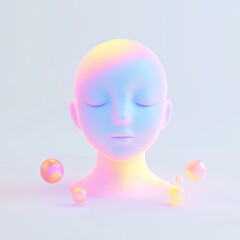 Poster - Serenity and emotional well-being captured in a glowing mental health 3D icon, set against a white backdrop.