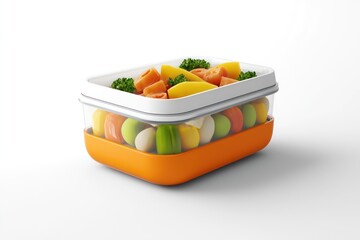 Poster - Minimalist design for food services depicted in a clean prepared meal 3D glyph line icon, set on a solid white background.