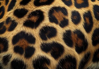 Poster - Close-Up View of Leopard Fur Pattern Showcasing Distinctive Spots and Textures in Natural Warm Tones for Wildlife Enthusiasts and Nature Lovers