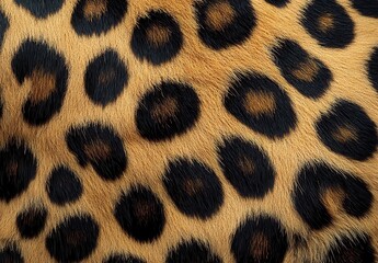 Poster - Close-up View of Leopard Fur Texture Highlighting Distinct Spots and Unique Patterns on the Animal's Coat for Nature and Wildlife Projects