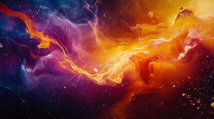 Poster - Vibrant Dynamic Canvas of Energy with Colorful Streaks in Space